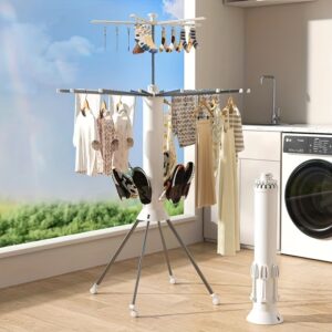 Stylish 360° Rotating Laundry Drying Stand |Space-Saving & Portable Clothes Drying Stand with Movable Roller - MCR