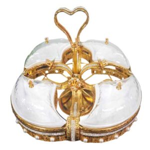 Luxury Gold-Plated Fruit & Snack Serving Tray Elegant Multi-Compartment Dessert & Appetizer Stand - 788