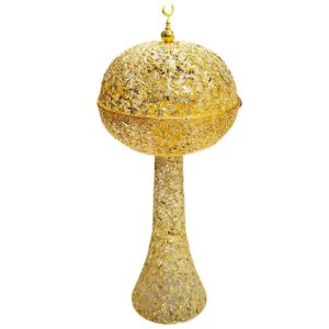 Bakhoor BoSidin - Medium Size Bukhoor Incense Burner 70 cm tall with Round Cover Oud Holder Charcoal Censer Gold- WT-5004