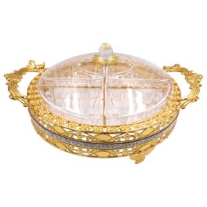 Luxury Gold-Plated Fruit & Snack Serving Tray Elegant Round Dessert & Appetizer Stand - YY-008