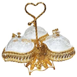 Luxury Gold-Plated Fruit & Snack Serving Tray Elegant Multi-Compartment Dessert & Appetizer Stand - YY-021