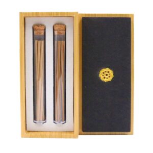 Premium Cambodian Oud Incense Gift Set – Dual Size Sticks in Tubes with Beautiful Holder Pure Agarwood Fragrance in Elegant Box - A100<span> - </span>Yellow
