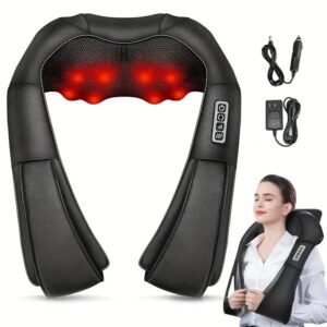 Shiatsu 4D Neck and Back Massager with Heat, Kneading Shoulder Massage for Muscle Pain Relief, USB Powered Massage Shawl